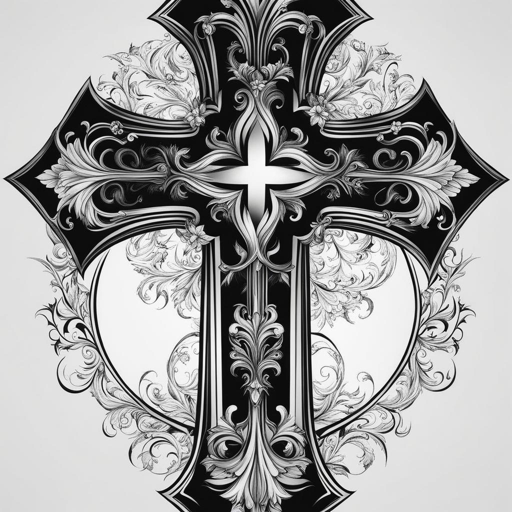 cross tattoo design black and white 