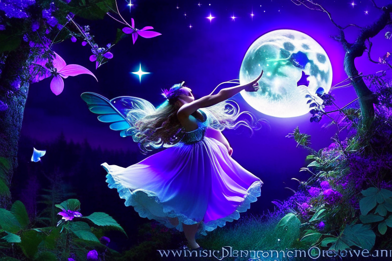 seraphina fairy dances in the moonlight. 