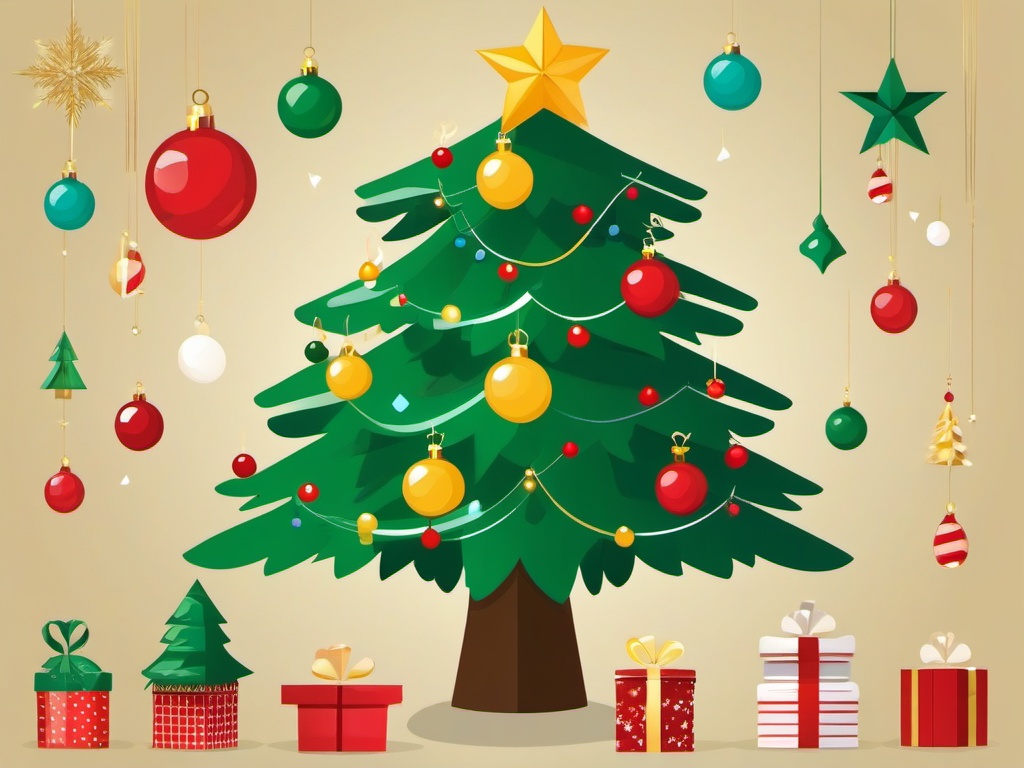 Christmas Tree Clipart PNG,Decorating a digital holiday newsletter with Christmas tree clipart PNG  simple, 2d flat