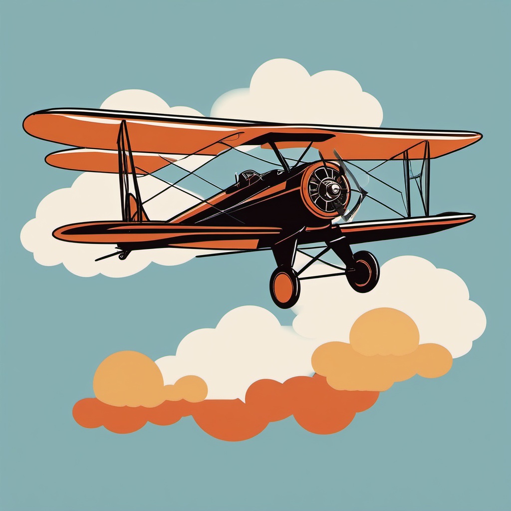 Vintage Airplane Clipart - A vintage biplane soaring through the clouds, a tribute to aviation history.  color clipart, minimalist, vector art, 