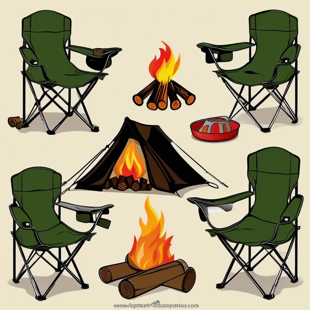 Camping clipart - camping chairs by the fire  vector clipart