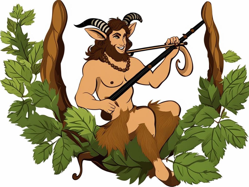 satyr clipart - a merry satyr with goat legs and a pan flute. 