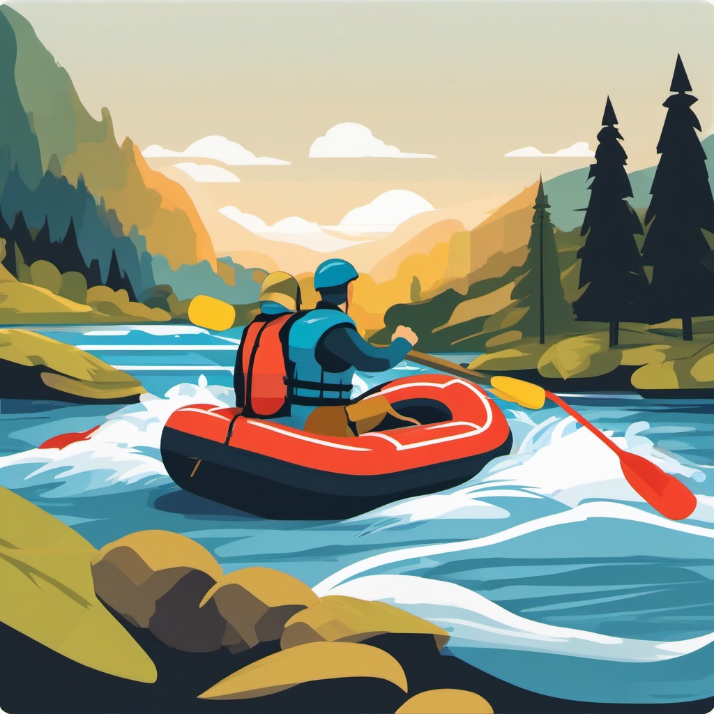 Raft Clipart - A raft for exciting whitewater rides.  color vector clipart, minimal style