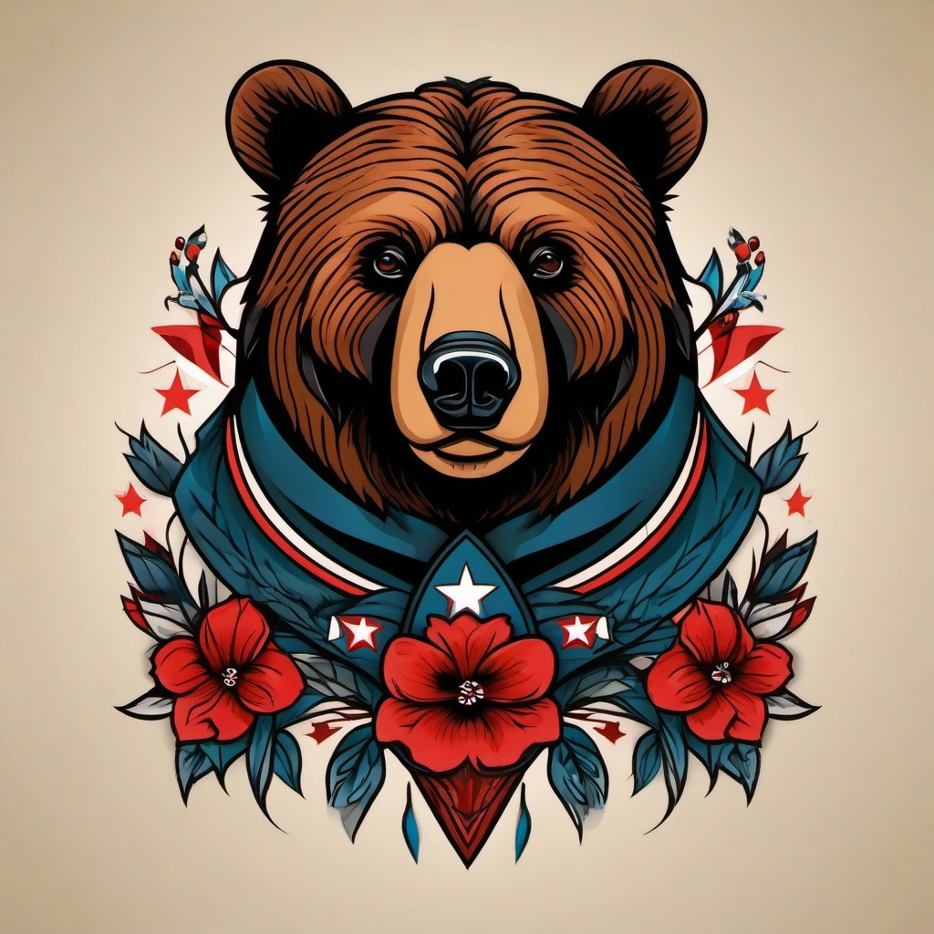 american traditional tattoo bear  simple vector color tattoo