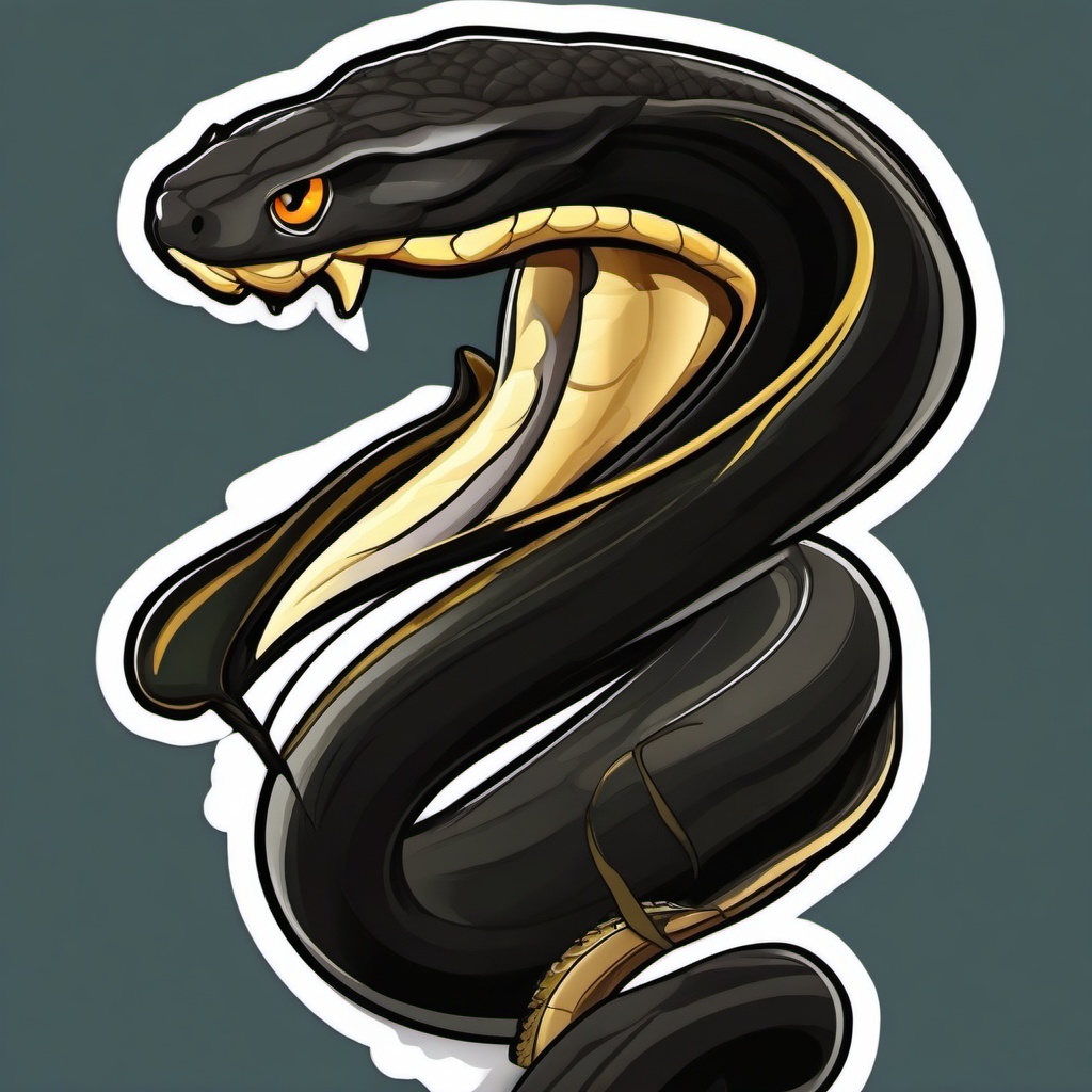 Black Mamba cartoon - extremely fast, venomous African snake  cartoon sticker style