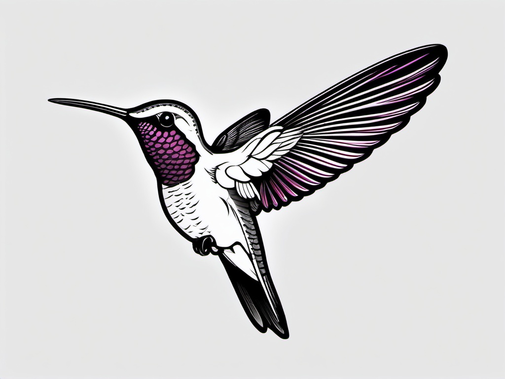 Hummingbird cartoon  minimal, white background