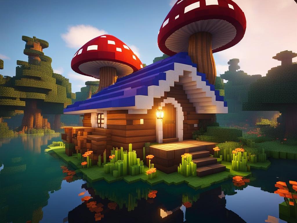 whimsical mushroom house in a magical forest - minecraft house ideas minecraft block style