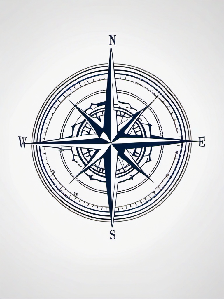 Nautical Compass Tattoo Design - Nautical-themed compass tattoo design.  simple vector tattoo,minimalist,white background