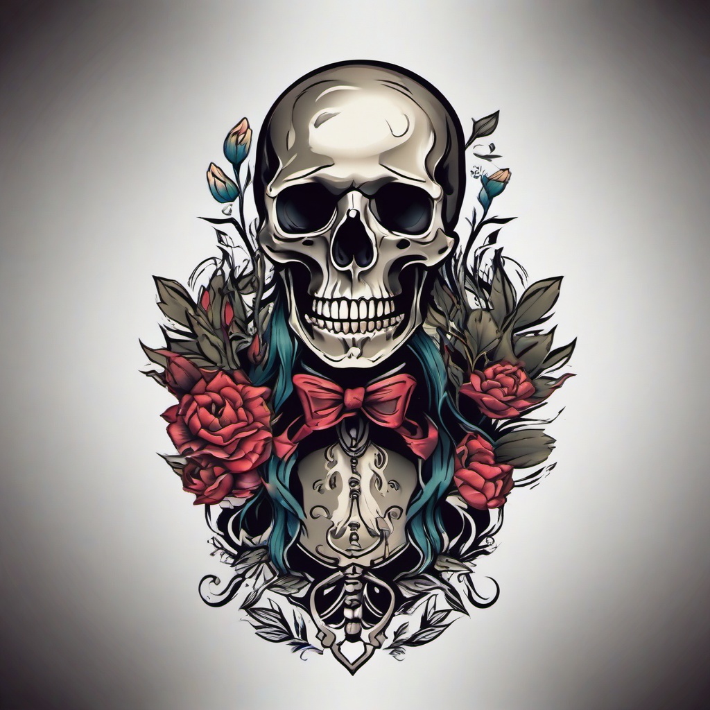 tiny skeleton tattoo  simple vector color tattoo