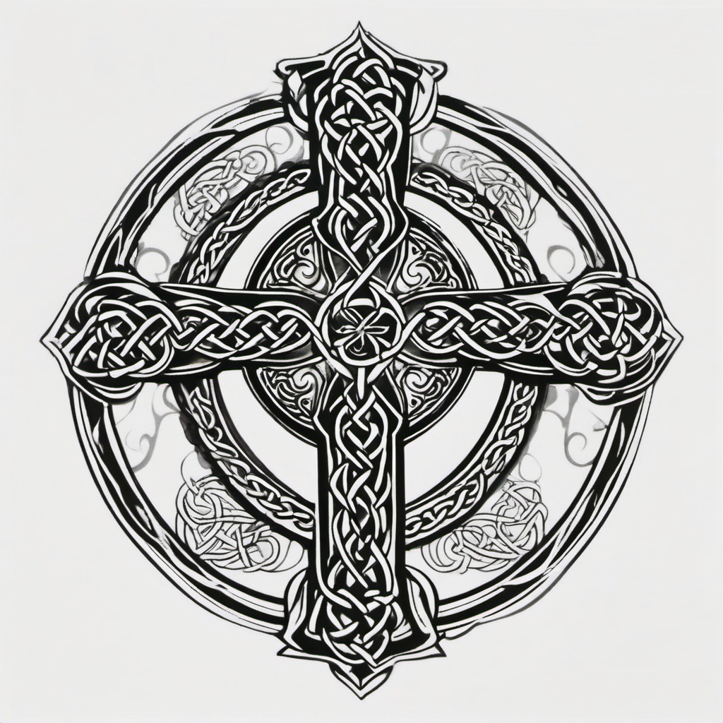 best celtic cross tattoo designs  simple color tattoo,minimal,white background