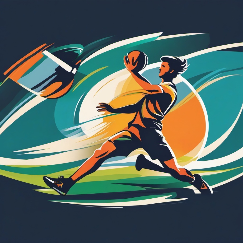 Ultimate Frisbee Layout Clipart - An ultimate frisbee player making a full-extension layout catch.  color vector clipart, minimal style