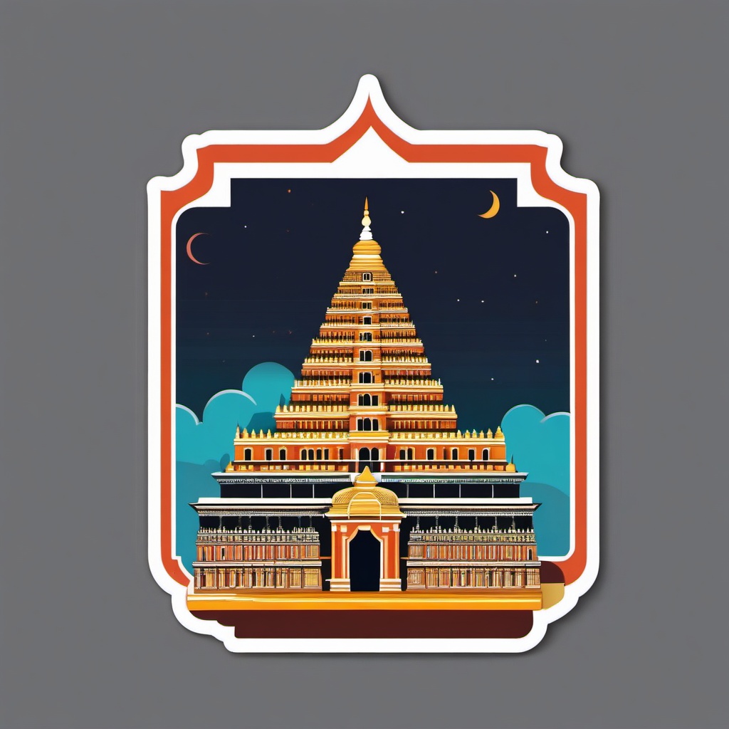 Sri Ranganathaswamy Temple sticker- Enormous Hindu temple complex in Tamil Nadu, India, , sticker vector art, minimalist design