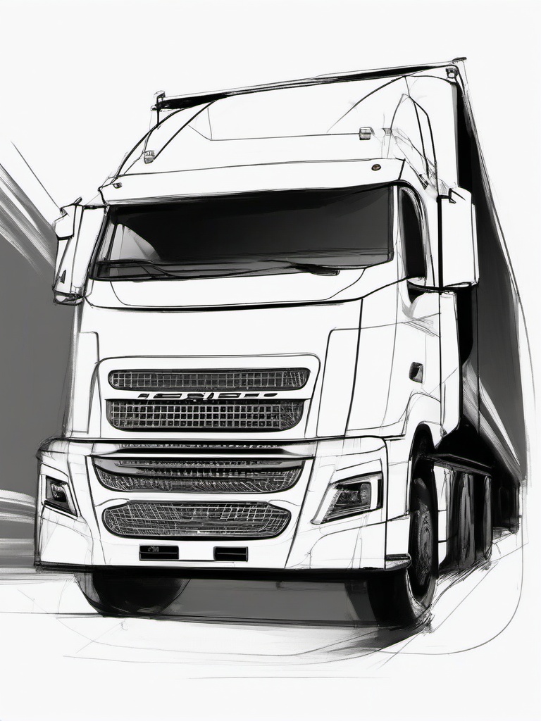 sketch of a truck  minimal rough sketch scribbles,doodles,black and white