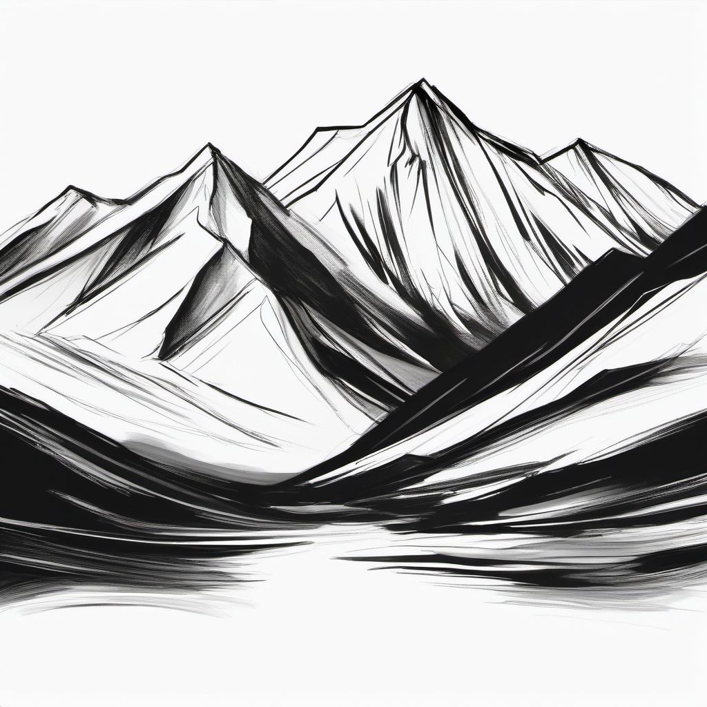 sketch of a mountain  minimal rough sketch scribbles,doodles,black and white