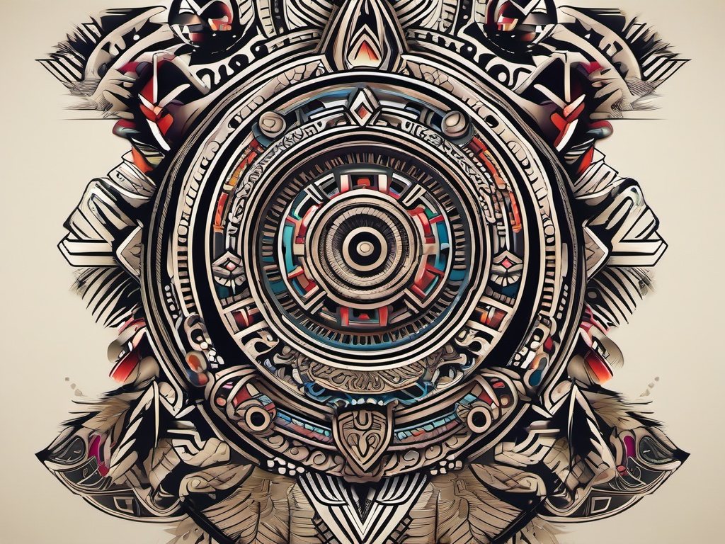 3d aztec tattoo  simple vector color tattoo