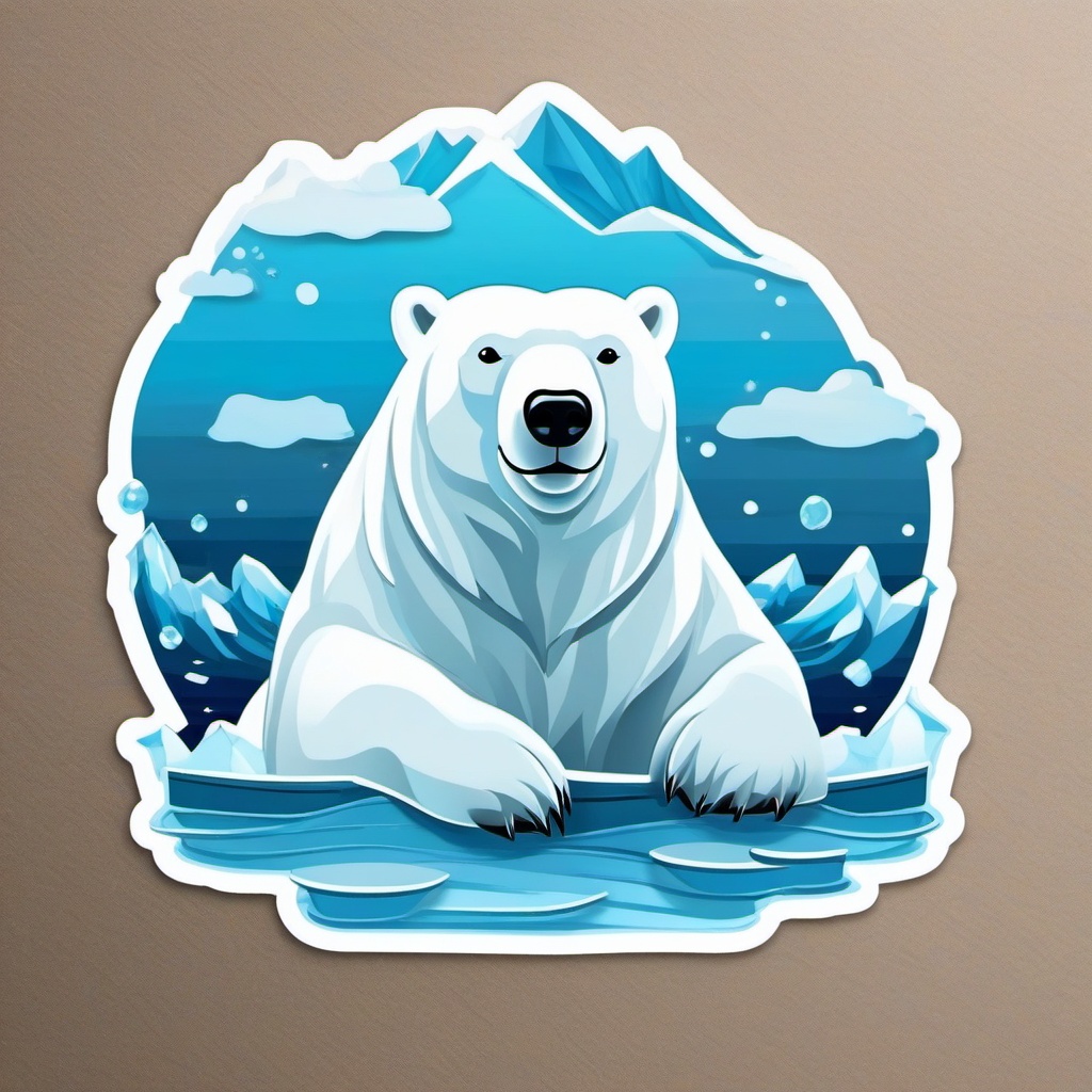 Polar Bear on Iceberg Emoji Sticker - Arctic guardian navigating icy waters, , sticker vector art, minimalist design