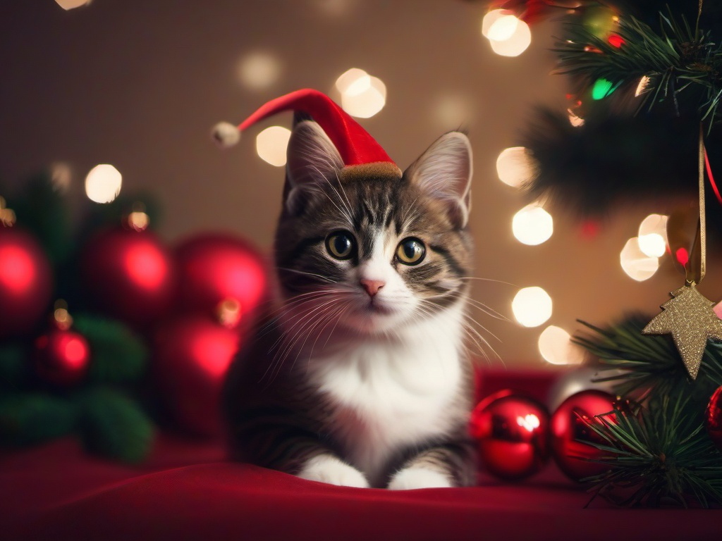 Wallpaper Christmas Cat  