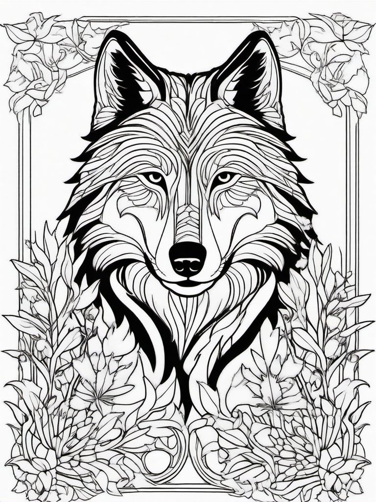 Wolf Coloring Pages - Wolf interacting with forest animals  simple coloring pages