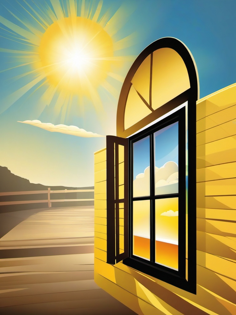 Sunshine clipart - sunshine streaming through a window  