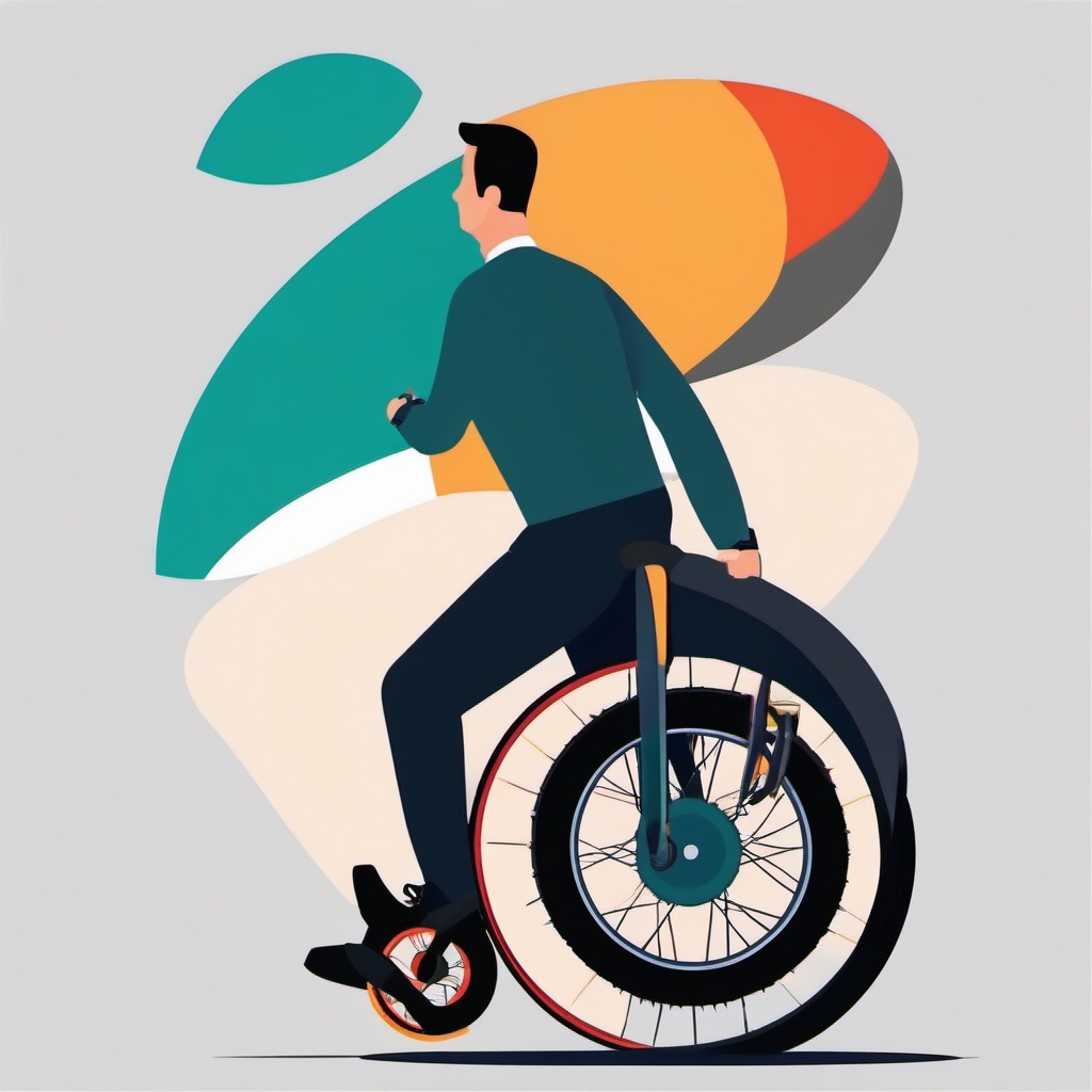 Unicycle Clipart - A single-wheeled unicycle for skilled riders.  color vector clipart, minimal style