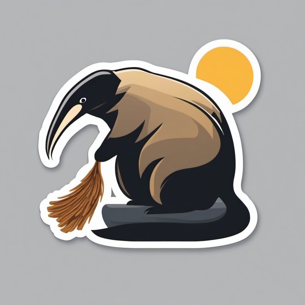 Anteater Sticker - An anteater with a long snout searching for ants. ,vector color sticker art,minimal