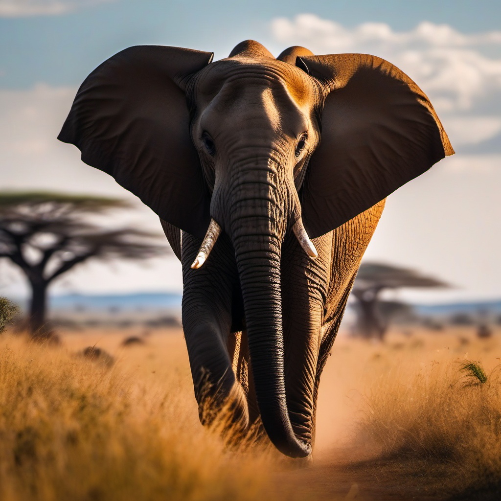 Cute Elephant Roaming the Serengeti Plains 8k, cinematic, vivid colors