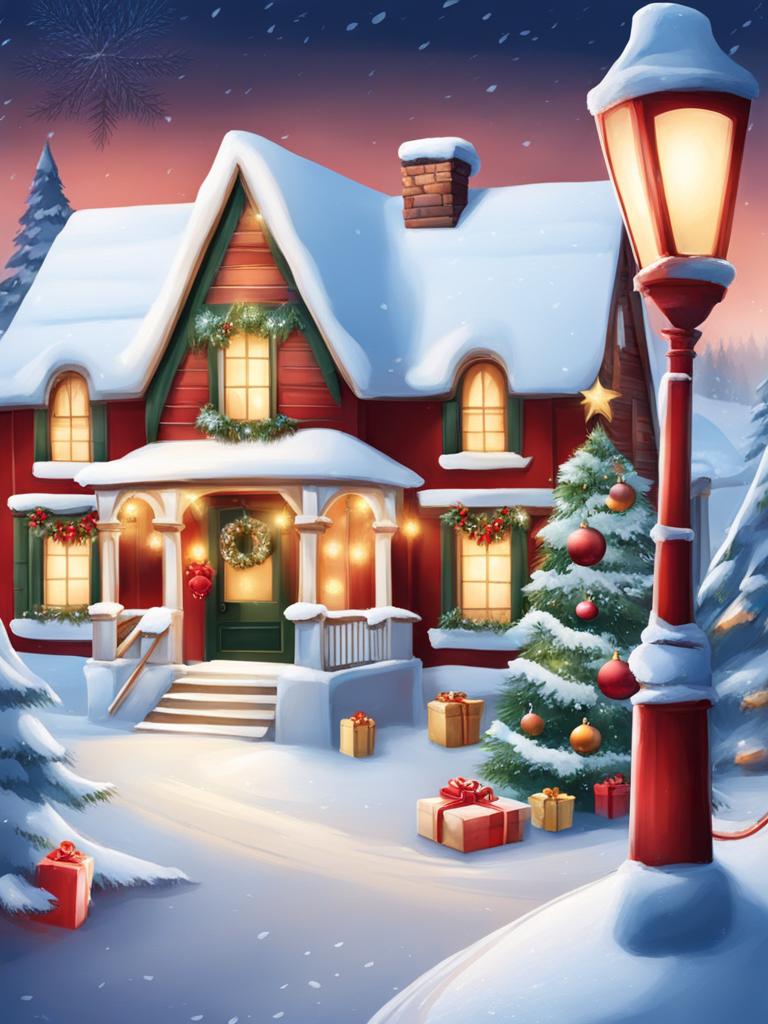 christmas clipart in a snowy wonderland - capturing a festive scene. 