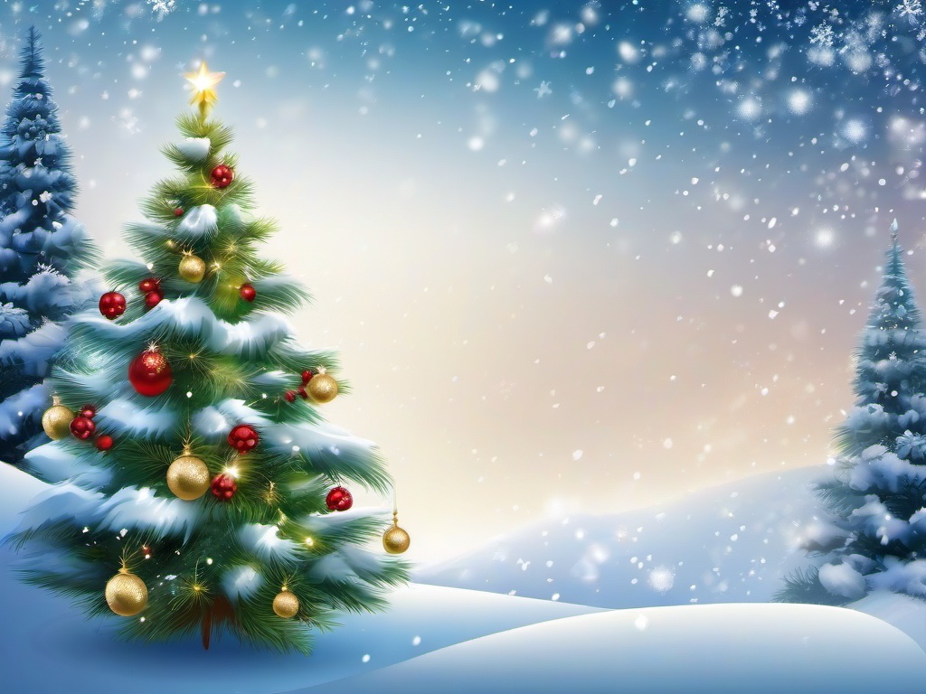 Snow Christmas Tree Background  