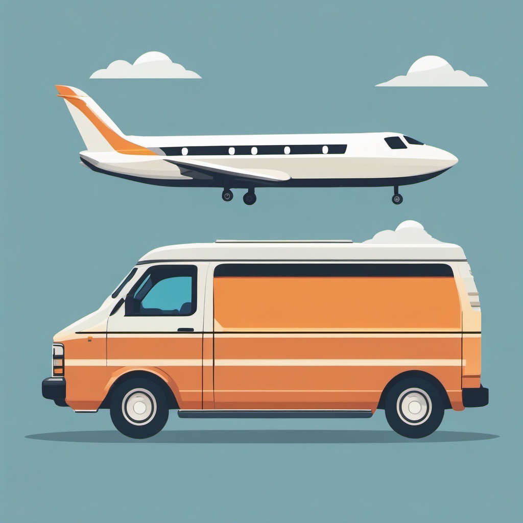 Airport Shuttle Van Clipart - An airport shuttle van.  color vector clipart, minimal style