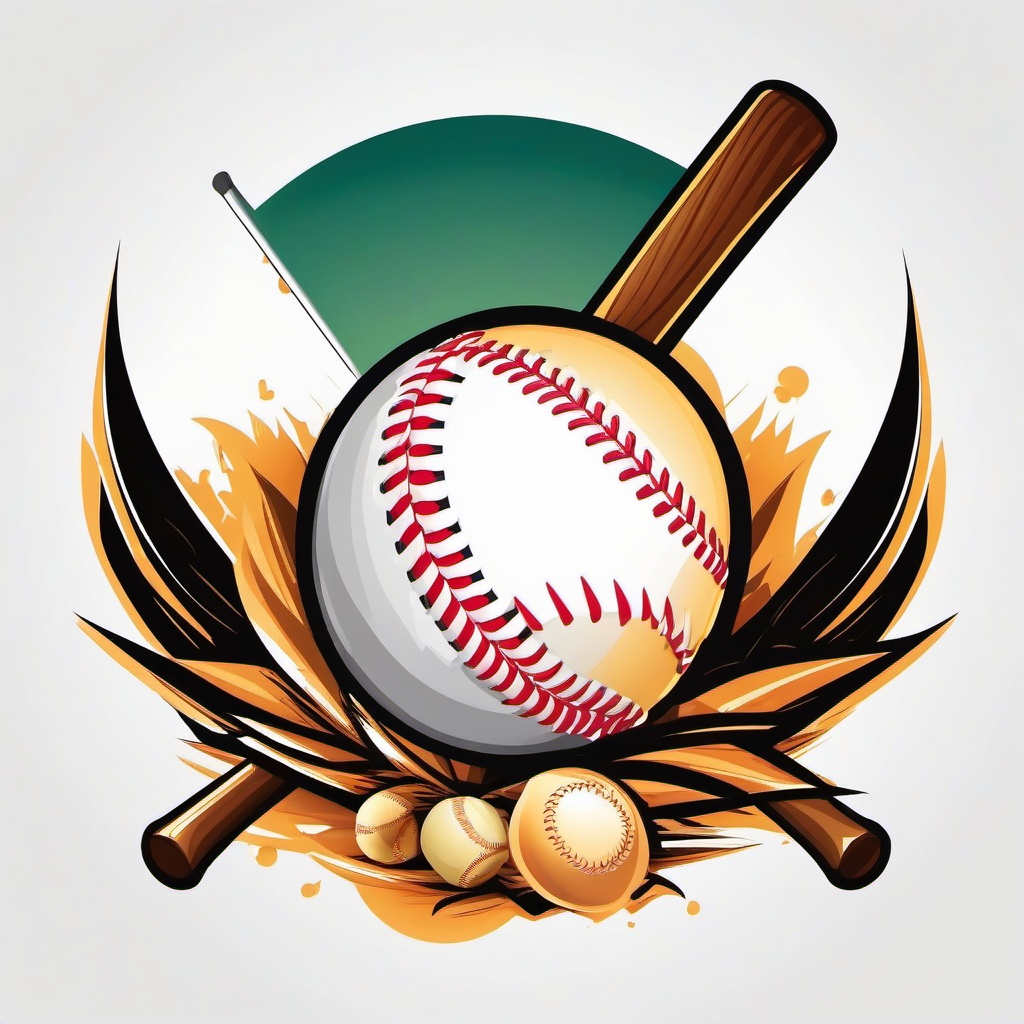 Baseball bat hitting a ball clipart.  vector style illustration, white background