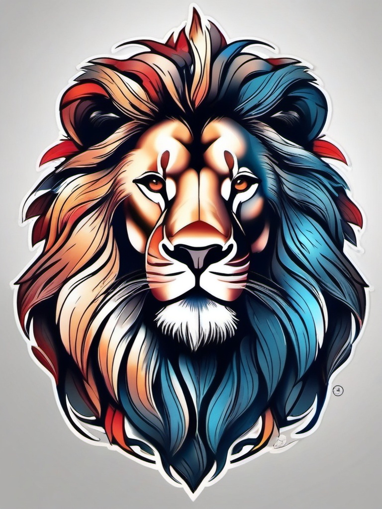 Great lion tattoo, Tattoos featuring powerful and majestic lions. , color tattoo designs, white clean background