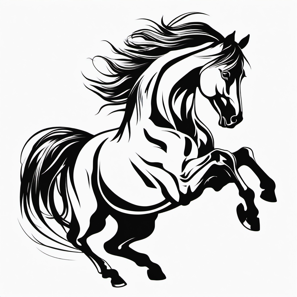 mustang pony tattoo  simple tattoo,minimalist,white background