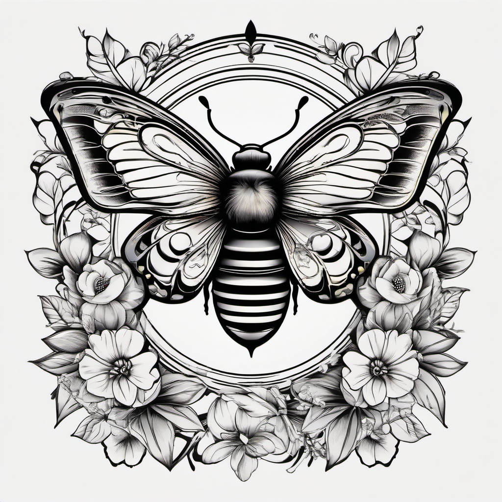 butterfly bee tattoo  vector tattoo design