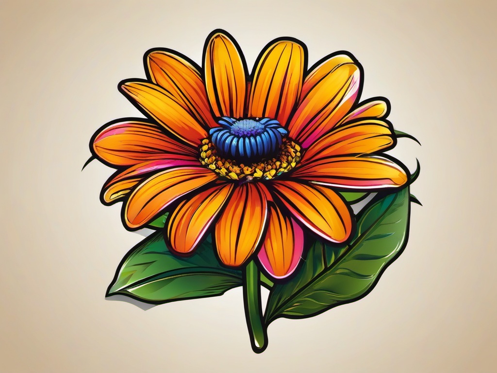 African Daisy Tattoo-Celebration of the exotic and vibrant African daisy with a tattoo, expressing  simple vector color tattoo