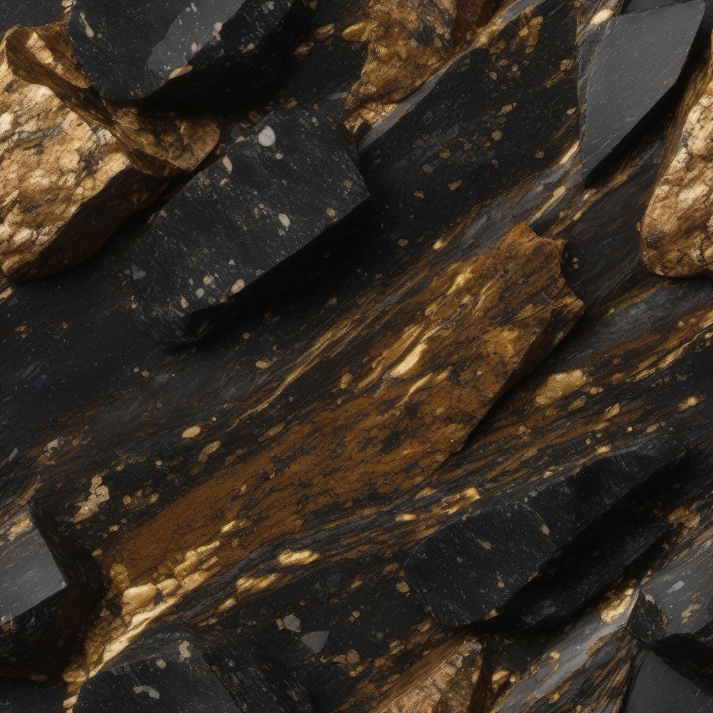 Granite displaying a blend of brown, black, and gold hues top view, product photoshoot realistic background, hyper detail, high resolution