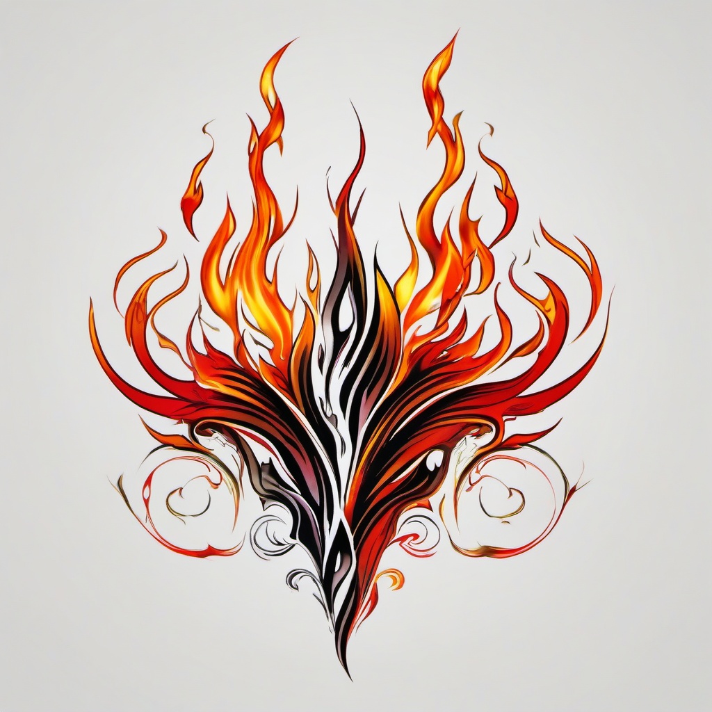 fire x tattoo  simple color tattoo,white background