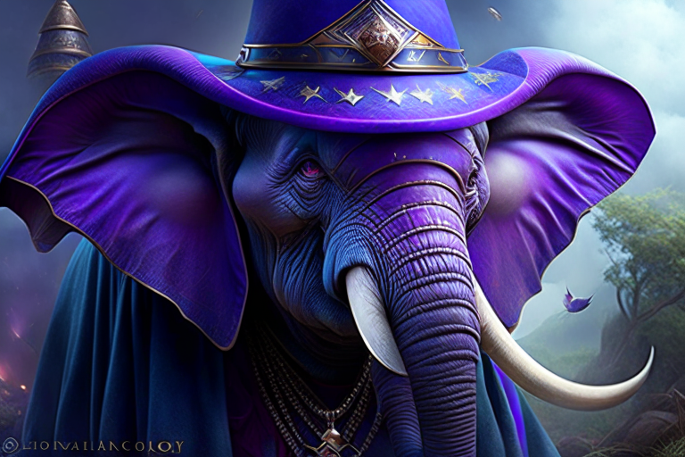 loxodon wizard with an affinity for abjuration magic, warding allies and dispelling threats. 