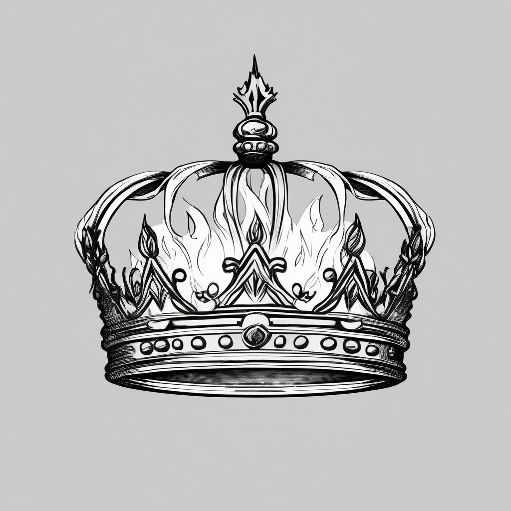 drawing of a crown on fire  minimal rough sketch scribbles,doodles,black and white