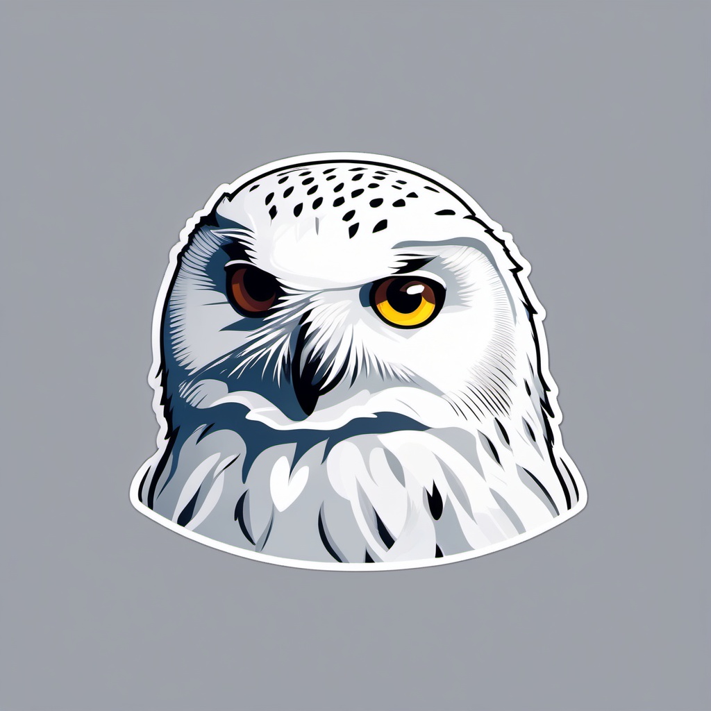 Snowy owl sticker- White and graceful, , sticker vector art, minimalist design