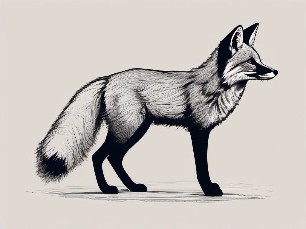 drawing of a Darwin's fox  minimal rough sketch scribbles,doodles,black and white