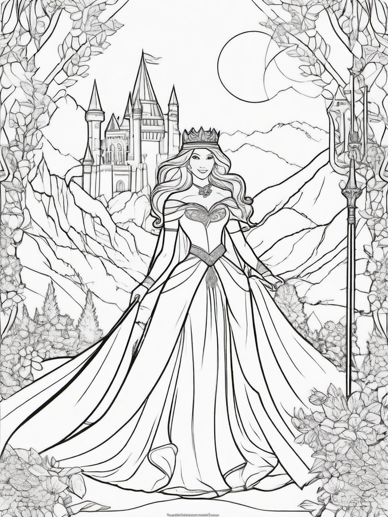 Brave Princess Coloring Pages - Strong Royalty Ready for Adventure  minimal black outline printable sheet, coloring page