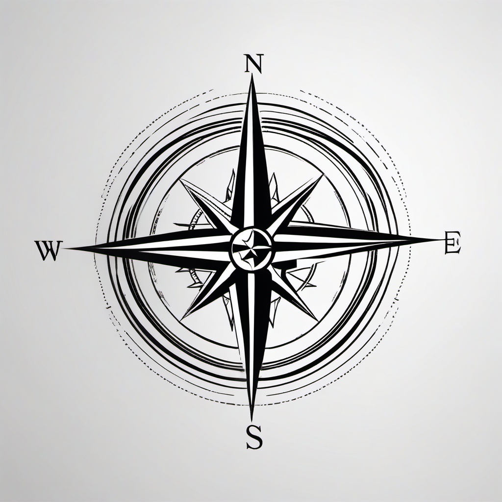 Compass Knee Tattoo - Compass tattoo specifically placed on the knee.  simple vector tattoo,minimalist,white background