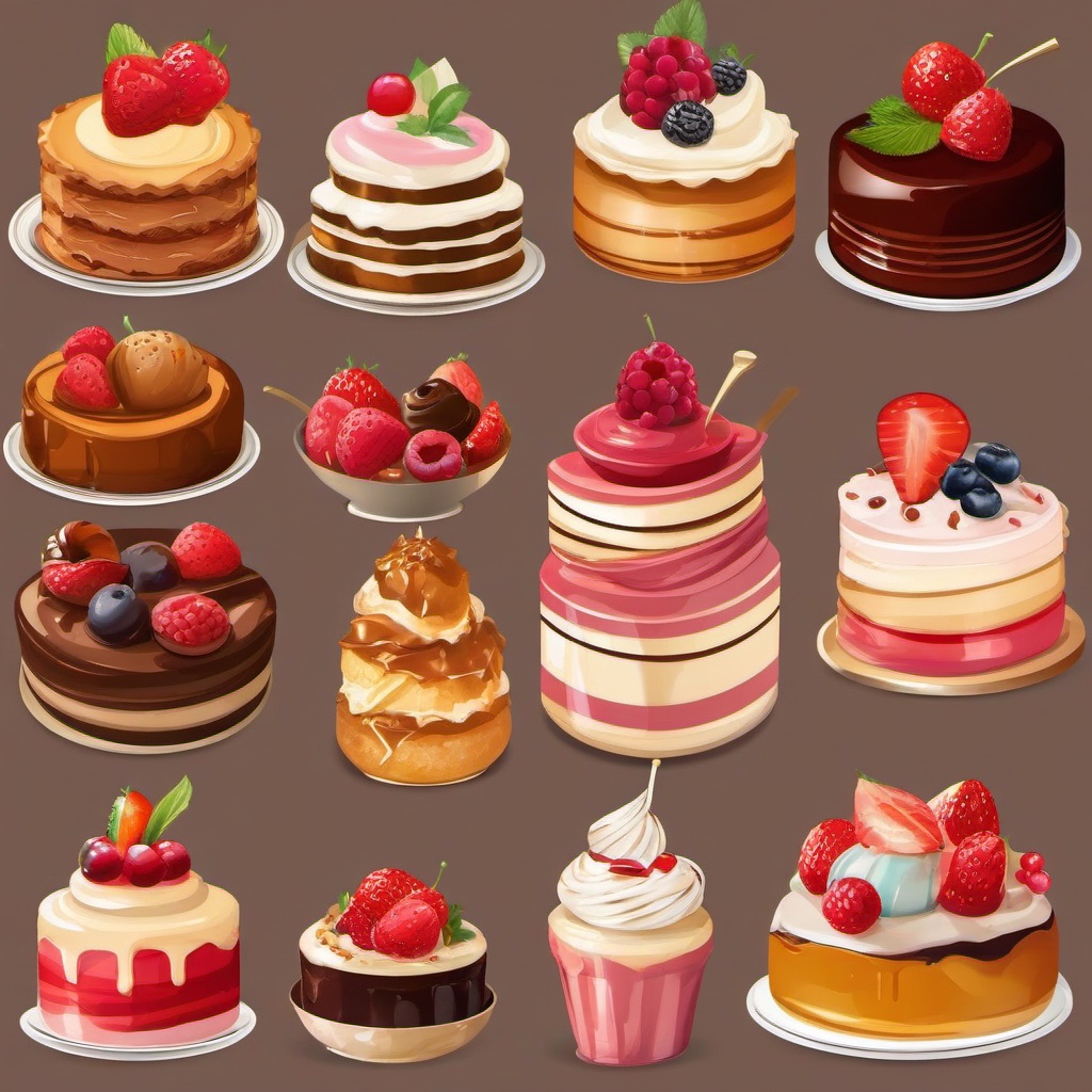 Food clipart - desserts like cakes and pastries  