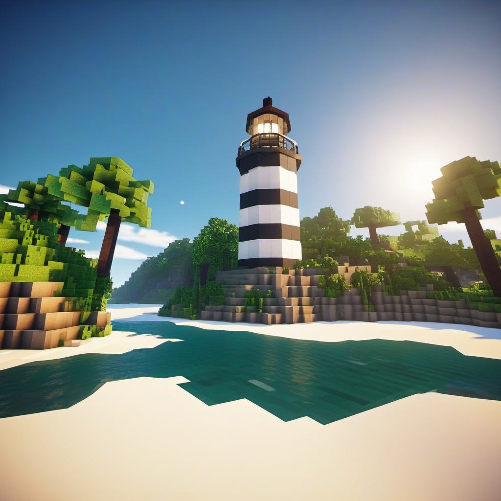 lighthouse on a tropical island with white sandy beaches - minecraft house ideas minecraft block style