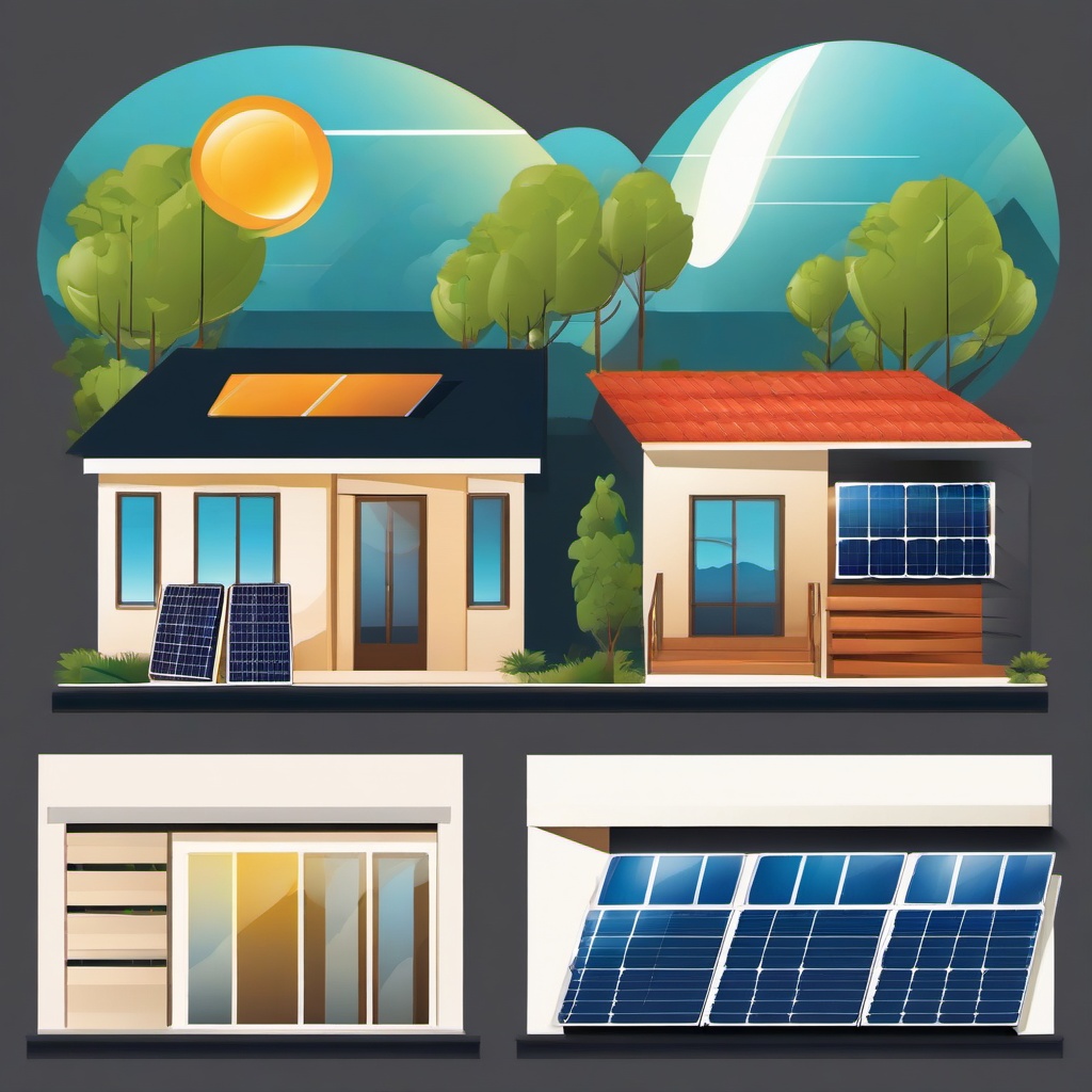 House clipart - modern house with solar panels  