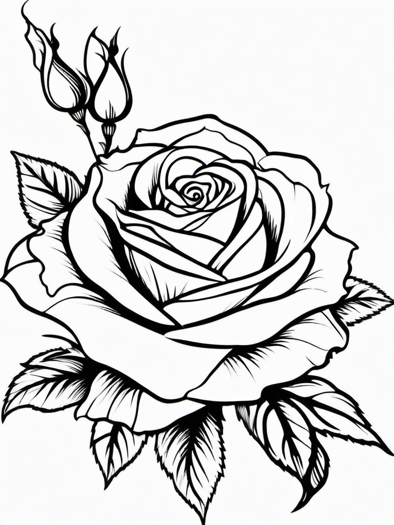 Rose Coloring Pages - Rose with thorns  simple coloring pages