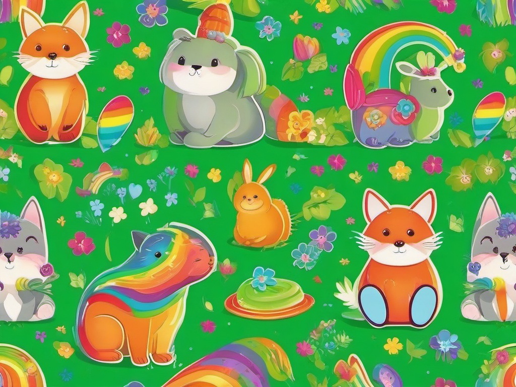 Rainbow Friends Green Background  