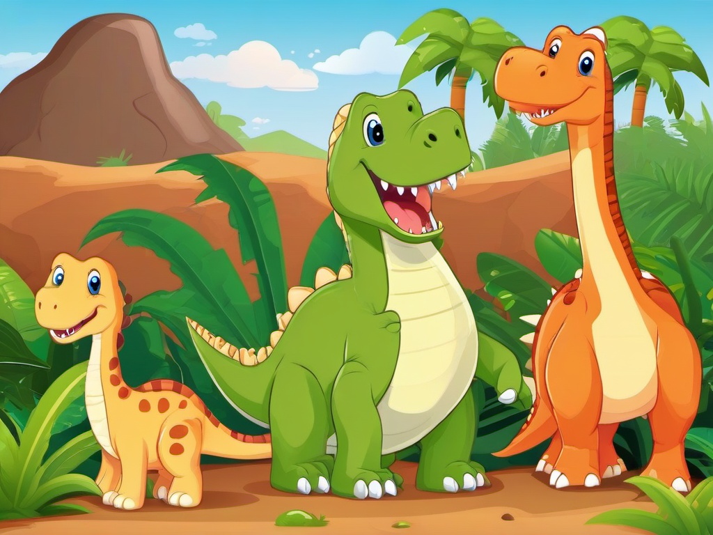 Dinosaur clipart - dinosaur with friends in a cartoon style  