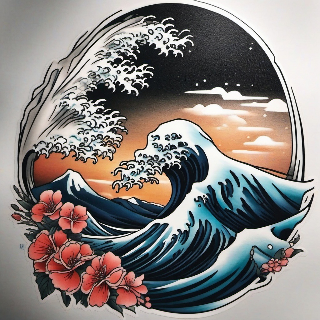 Great Wave Tattoos - Inspired by iconic Japanese art, conveying awe-inspiring grandeur and power.  simple tattoo design