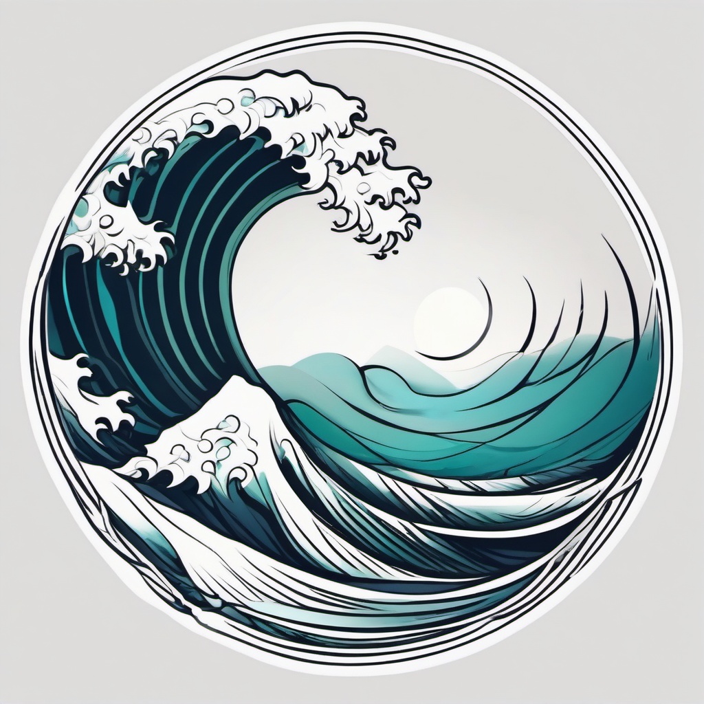 Aesthetic Wave Tattoo - Showcase aesthetic beauty with a tattoo featuring a visually pleasing wave design.  simple vector color tattoo,minimal,white background